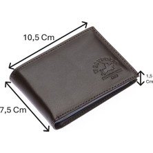Westpolo Hakiki Deri Kağıt Para ve Bol Şeffaf Kart Bölmeli Unisex Kartlık - Kahverengi