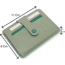 Westpolo Carpi Çok Bölmeli Unisex Hakiki Flötr Deri Kartlık - Mint Yeşili