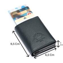 Westpolo Mories Unisex Hakiki Guti Deri Kağıt Para Bölmeli ve Mekanizmalı Cüzdan Kartlık - Lacivert