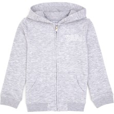 U.S. Polo Assn. Kız Çocuk Açık Gri Melanj Kapüşonlu Fermuarlı Basic Sweatshirt 50316837-VR091