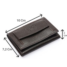 Westpolo Unisex Hakiki Deri Bozuk Para ve Kağıt Para Bölmeli Cüzdan Kartlık - Kahverengi