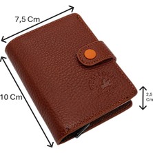 Westpolo Hakiki Deri Mekanizmalı Bol Kart Bölmeli Patlı Unisex Cüzdan - Taba