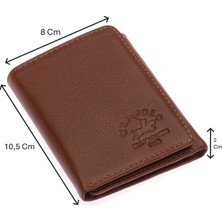 Westpolo Hakiki Deri Kağıt Para ve Kart Bölmeli Unisex Cüzdan - Taba