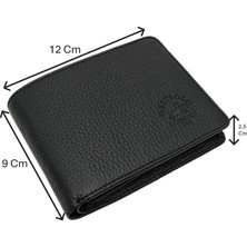 Westpolo Hakiki Deri Kağıt Para ve Bol Kart Bölmeli Iç Fermuarlı ve Patlı Erkek Cüzdanı - Siyah