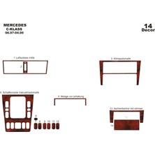 Mars Cockpit Design Mercedes C Serisi Konsol-Torpido Kaplama 1997-2000 14 Parça Maun