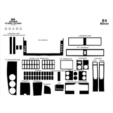 Mars Cockpit Design Mercedes Atego Axor Konsol-Torpido Kaplama 2001-2004 51 Parça Piano Black