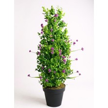 Nettenevime Yapay Çiçek Siyah Saksıda Mor Lotuslu Yeşil Şimşir Ağacı 70*30CM