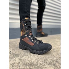 Mevese Ekir  Bağcıklı Ortopedik Taban Günlük Cilt Erkek Askeri Postal Bot CST Siyah/Haki