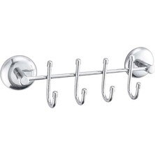 Lidyahan Store Metal 4'lü Banyo Lavabo Vidalı Askılık Sağlam Aparat Krom Askılık Elbise Havlu Asma Askı