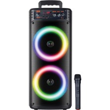Lidyahan Store 8.0"x2 Kablosuz Mifrofonlu Ledli Bluetooth Hoparlör Bts-68