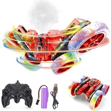 Lidyahan Store Ghz Uzaktan Kumandalı Full Fonksiyon Şarjlı LED Işıklı 4x4 Buhar Duman Atan Akrobat Araba (Kırmızı)