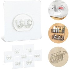 Lidyahan Store 10'lu Su Geçirmez Yapışkanlı Raf Askısı - Duş Köşe Rafı ve Sabunluk Asma Kancası - 2,5 kg Taşıma Kapasiteli Şeffaf Klips - Seramik, Cam, Mermer, Metal Uyumlu - Delmeden Asma Aparatı