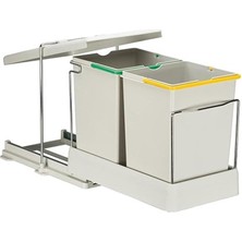 Lidyahan Store Carrier Raylı Çift Bölmeli Dolap Içi Çöp Kovası 14 + 14 Lt