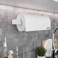 Lidyahan Store Pratik Çek Çıkar Kağıt Havlu Askısı, Mutfak Rafı Duvara Monte, Havluluk, Peçete Saklama Rafı, Rulo Tutucu (Metal, Beyaz)