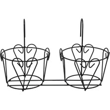 Lidyahan Store Ferforje 2'li Metal Balkon Saksısı 42X19X24 cm Dekoratif Saksı Standı, Çiçek Saksısı