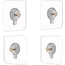 Lidyahan Store Home 4 Adet Yapışkanlı Duvara Monte Vida Kancaları, Iz Bırakmayan Asma Çivi Kancaları Tutucular Vidalar, Banyo Mutfak Oturma Odası Için Dekoratif Tablolar Asmak Için Şeffaf Vida Duvar Çivisi