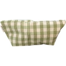 Lidyahan Store Pötikareli Yıkanabilir Fermuarlı Tek Gözlü Bez Kalemlik Kalem Kutusu Cüzdan Makyaj Çantası Bez Kalem Kesesi (Yeşil)