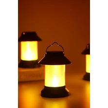 Lidyahan Store LED Mum Sokak Lambası Tip Kulplu Dumansız Pilli Alevli Dekoratif Yapay Mum Işıldak Siyah 1036-9