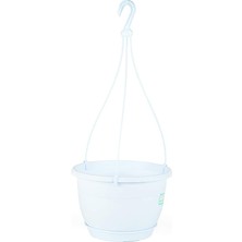 Lidyahan Store SM03 Safir Makrome Askılı Saksı Askısı ile Birlikte 26,5cm, 6 Litre Beyaz