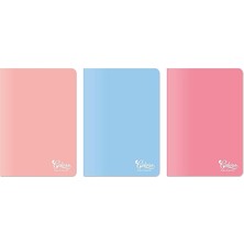 Lidyahan Store Colors A5 60 Yaprak Çizgili Defter 3'lü Paket, Somon, Pembe, Mavi