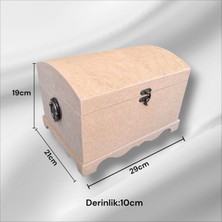 Sekay Ahşap Ahşap Boyanabilir Takı-Makyaj-Aksesuar- Dekoratif Klipsli Orta Boy Çok Amaçlı Sandık Kutu