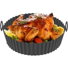 Lidyahan Store Silikon Airfryer Kabı, Yapışmaz Airfryer Kalıbı, Isıya Dayanıklı Yanmaz Kolay Temizlenebilen Pişirme Kabı Siyah Renk