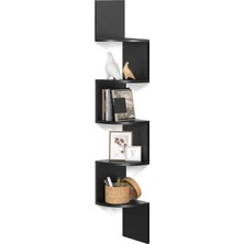 Lidyahan Store Köşe Rafı, 5 Raflı Duvar Rafı, Asma Raf, Mutfak, Yatak Odası, Oturma Odası, Çalışma Odası, Ofis Için, Siyah LBC20BK