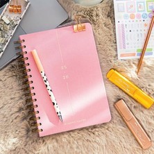 Lidyahan Store A5 Spiralli Keten 16 Aylık Akademik Ajanda - Şeker Pembe