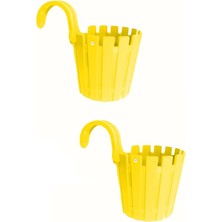 Lidyahan Store Sarı Akasya Askılı Duvar Balkon Saksı 2 Adet, Askılı 2'li Sarı Balkon Saksısı