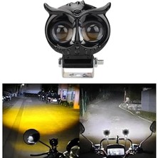 Lidyahan Store Aksesuar Baykuş Sis Farı Çift Renk Sarı-Beyaz Araç Motosiklet Off Road LED Lamba Delici Yayıcı Projektör 50W Metal Arazi Çalışma Lambası 1 Adet