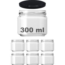 Lidyahan Store 300 ml Şeffaf Konserve Cam Kavanoz Metal Siyah Kapaklı 6 Adet (300 Cc)