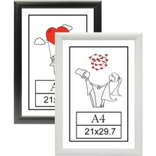 Lidyahan Store Cerceve 21X29,7- 2'li Fotoğraf Çerçevesi Siyah-Beyaz Modern Ofis Sanat Ev Home Dekoratif Çerçeve A4 Özc-01-Siyah-Beyaz-A4