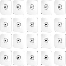 Lidyahan Store 20 Adet Yapışkan Vida, Yapışkan Kanca, Şeffaf, Yapıştırma Çivileri, Delmeden Duvara Sabitleme, Resim Askısı, Kendinden Yapışkanlı Vida, Banyo, Mutfak, Duş, Depo Odası Için