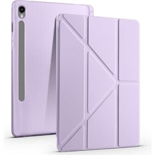 Lidyahan Store Kılıf Için Samsung Galaxy Tab S10 Fe PLUS/S10 Fe+ 13.1-Inçi Le Uyumlu Kılıf Üçgen Tri Folding Kalem Bölmeli Standlı Kılıfı (Lila)
