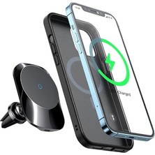 Lidyahan Store CH-7071 iPhone Uyumlu 12 ve 13 Serisi 15W Hızlı Kablosuz Şarjlı Araç Telefon Tutucu Siyah