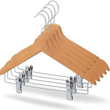 Lidyahan Store Home 6 Adet Ahşap Elbise Askısı – Altı Mandallı Askı, Gömlek, Etek ve Pantolon Askısı, Dolap ve Gardrop Için Mandallı Ahşap Askı-Çok Amaçlı Askılık (6)