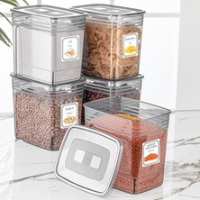 Lidyahan Store Home 5'li Mega Boy 5,5 Litre Un Kabı - Bakliyat Saklama Kabı - Lena Çok Amaçlı Malzeme Kutusu Erzak Kabı