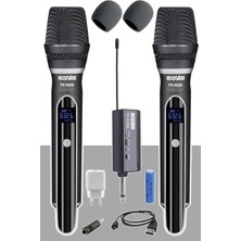 Lidyahan Store TX-102EE Şarjlı Çiftli El Tipi Telsiz Kablosuz Mikrofon Seti Uhf