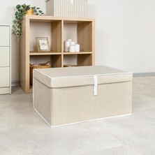 Lidyahan Store Home Çok Amaçlı Kapaklı Sandık Tipi Hurç Organizer – Büyük Boy Saklama Kutusu – Dolap Içi, Yatak Altı ve Baza Altı Için Sert ve Dayanıklı Depolama Çözümü – Katlanabilir (Krem, 60X40X30 Cm)