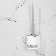 Lidyahan Store 2026 Pratik Temizlik Tuvalet Fırçalığı Banyo Tuvalet Fırçası Wc Fırçası - Gri Beyaz