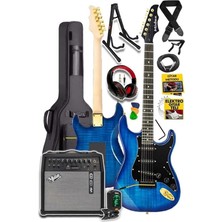 Lidyahan Store GLC-40BL-50AMP Elektro Gitar Seti 50 Watt Şarjlı Bt Amfi Kulaklık ve Full Set