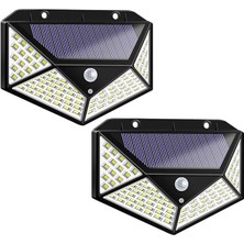 Lidyahan Store Güneş Enerjili Bahçe Lambası, Dış Mekan, 2 Adet Kızılötesi Sensörlü Lamba, Güneş Enerjili Lamba, Dış Avlu Aydınlatması, 100 Led'li, Günlük Kullanım Için Su Geçirmez Işık (Siyah)