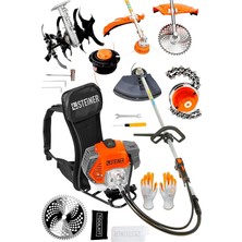 Lidyahan Store Alman 16 Hp Tam Profesyonel Sırt Tipi Benzinli Tırpan Ot Çalı Çim Biçme Makinesi Turuncu + Çapa Aparatı