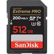 Lidyahan Store Extreme Pro Sdxc Uhs-I Hafıza Kartı 512 GB (V30, Aktarım Hızı 200 Mb/sn, U3, 4K UHD Videolar, Sandisk Quickflow Teknolojisi, Isıya Dayanıklı)