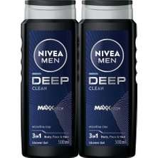 Lidyahan Store Men Erkek Deep Dimension Banyo ve Duş Jeli 500ML, 3ü 1 Arada Komple Bakım, Vücut Saç Yüz, X2 Adet