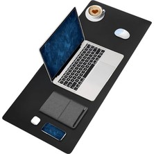 Lidyahan Store Deer Pu Deri Mouse Pad Dikişli Kenar Dayanıklı Büyük Boy Çift Yönlü Kullanım Ofis Masa Matı Sümen (Siyah, 70X30 L)