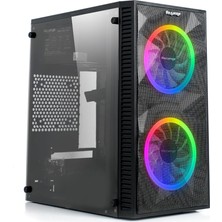 Lidyahan Store Magic Mikro Atx 2 Rainbow Fanlı Mesh Panel Akrilik Gaming Oyuncu Bilgisayar Kasası (0, Watt)
