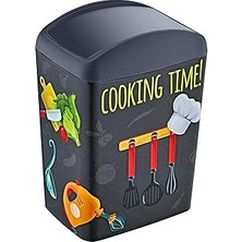 Lidyahan Store Soft Resimli Çöp Kutusu Döner Kapak 5 Lt Cook