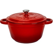 Lidyahan Store Döküm Yuvarlak Tencere Döküm Demir Kapak New Heritage Serisi Çap 22CM. Kırmızı