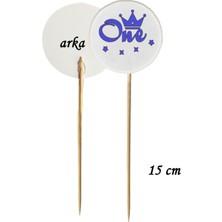 TM Tasarım Mağazası 15 cm Uzun Kürdan - 20 Adet Mavi One Baskılı 1 Yaş Baskılı Kokteyl Kürdanı